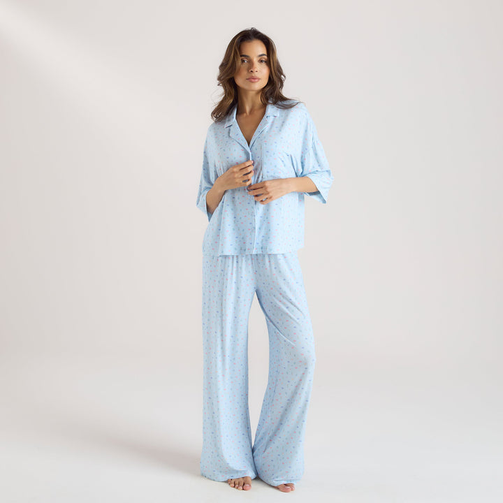 Ezara | The Azure Bloom Modal Pyjama Trousers