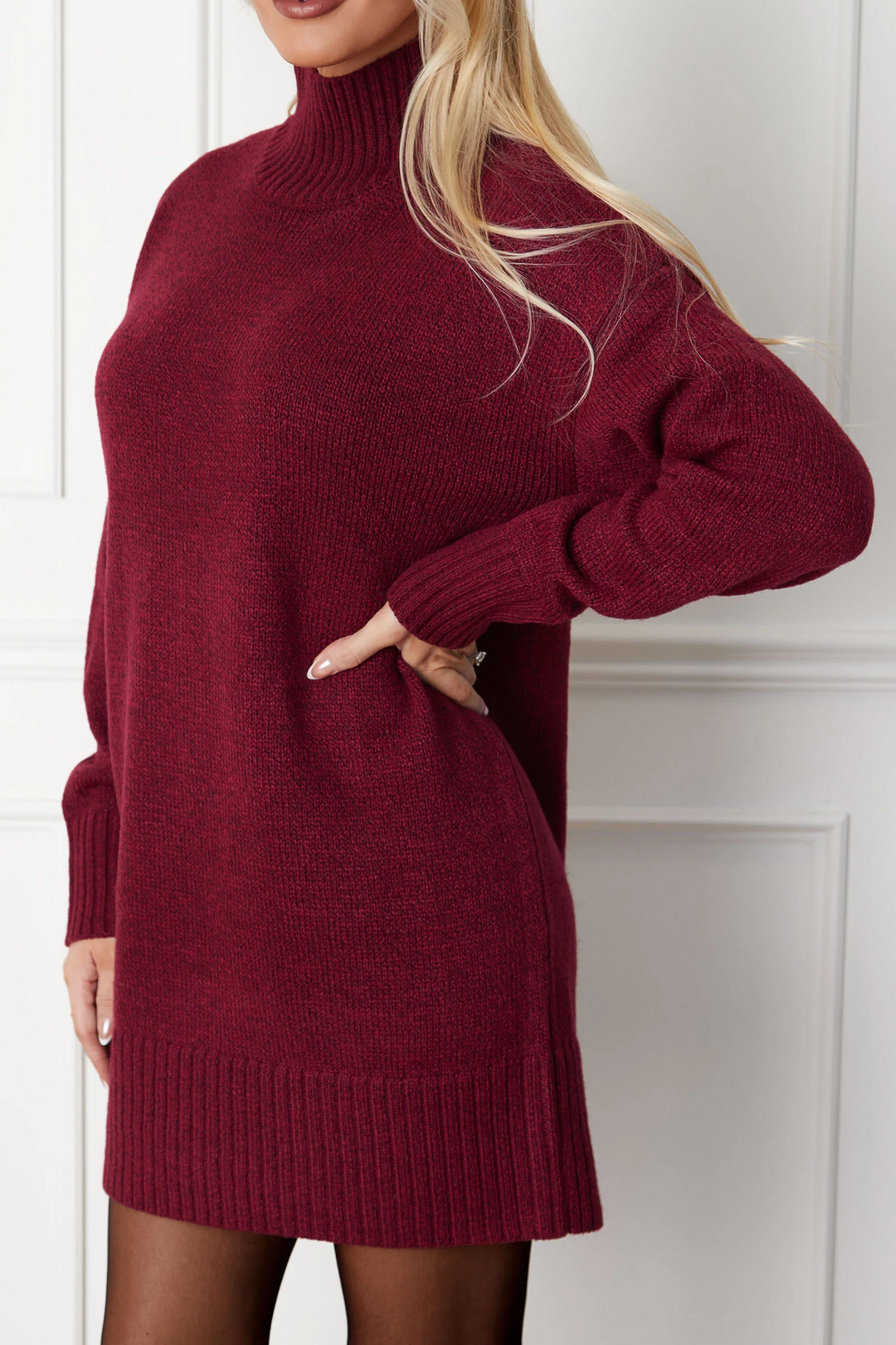 Ezara | Bone Cozy Turtleneck Sweater Dress