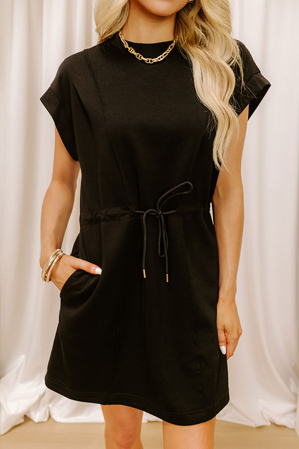 Ezara | Park Day Cutie Drawstring Mini Dress in Black