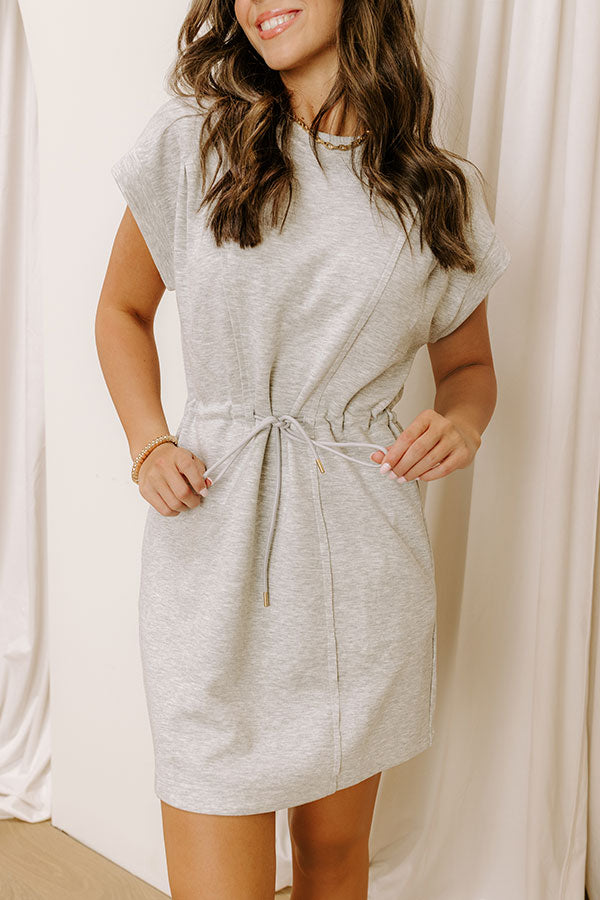 Ezara | Park Day Cutie Drawstring Mini Dress in Grey