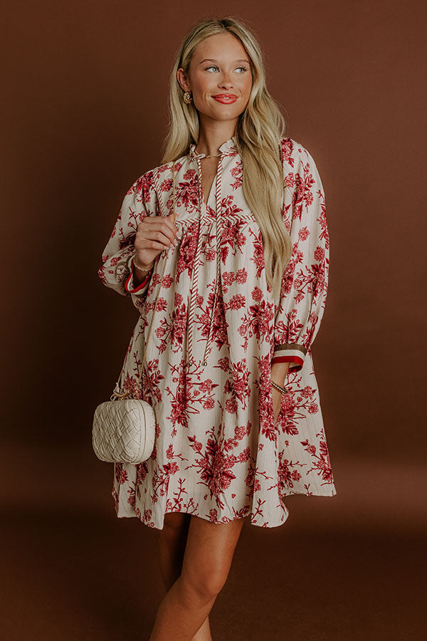 Ezara | Veranda Chic Floral Mini Dress in Wine