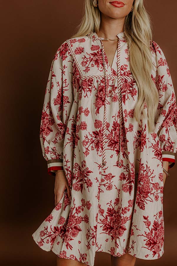 Ezara | Veranda Chic Floral Mini Dress in Wine