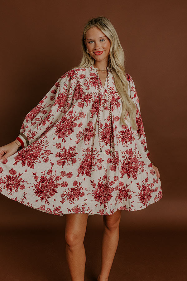 Ezara | Veranda Chic Floral Mini Dress in Wine