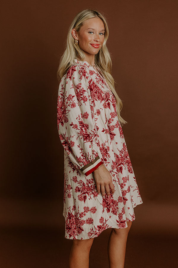 Ezara | Veranda Chic Floral Mini Dress in Wine