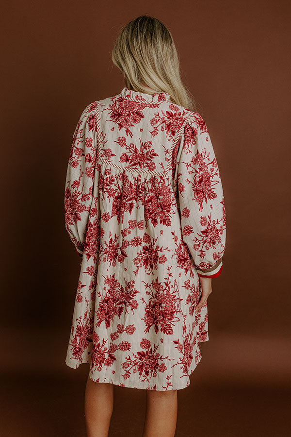Ezara | Veranda Chic Floral Mini Dress in Wine