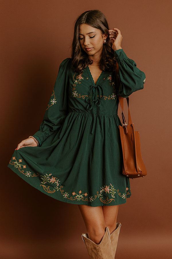 Ezara – Countryside Cutie Floral Embroidered Mini Dress