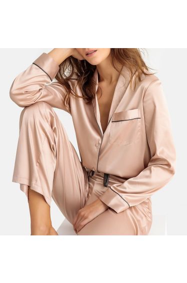 Ezara | Rosé Satin Pajama Set