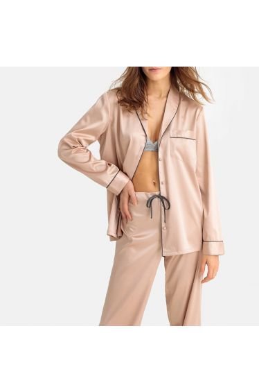 Ezara | Rosé Satin Pajama Set