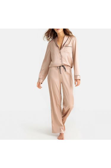 Ezara | Rosé Satin Pajama Set