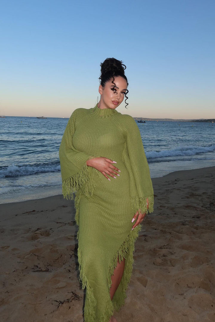 Ezara | Caelith Distressed Knit Maxi Dress