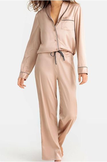 Ezara | Rosé Satin Pajama Set