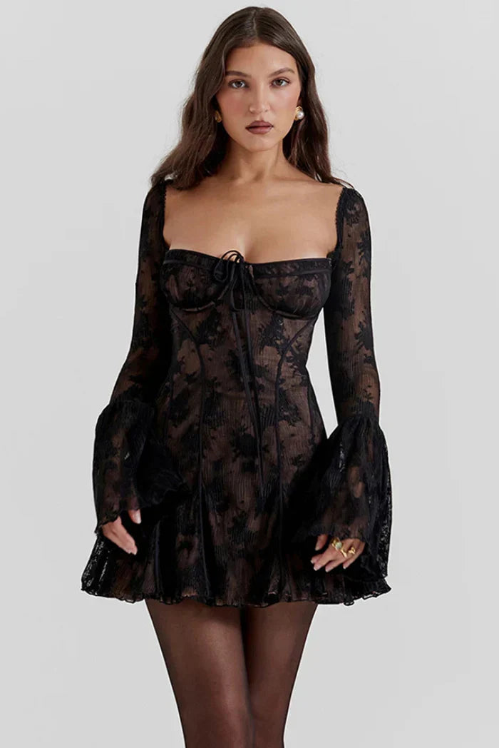Ezara | Mabel Long Sleeved Lace Mini Dress