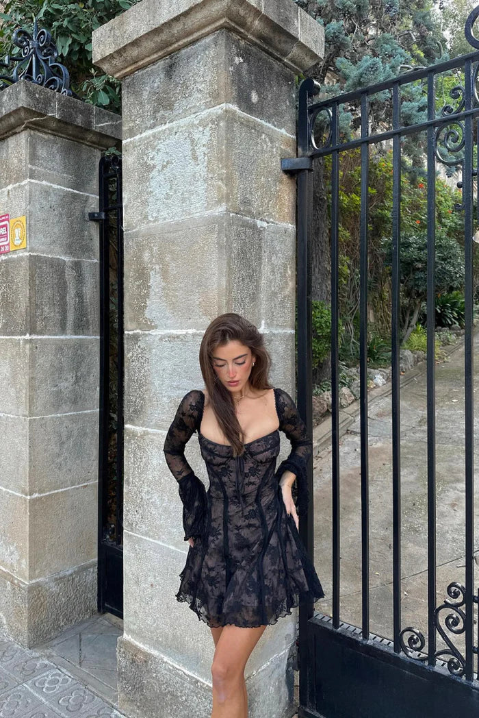 Ezara | Mabel Long Sleeved Lace Mini Dress