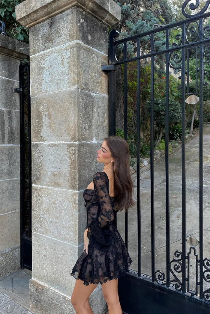 Ezara | Mabel Long Sleeved Lace Mini Dress