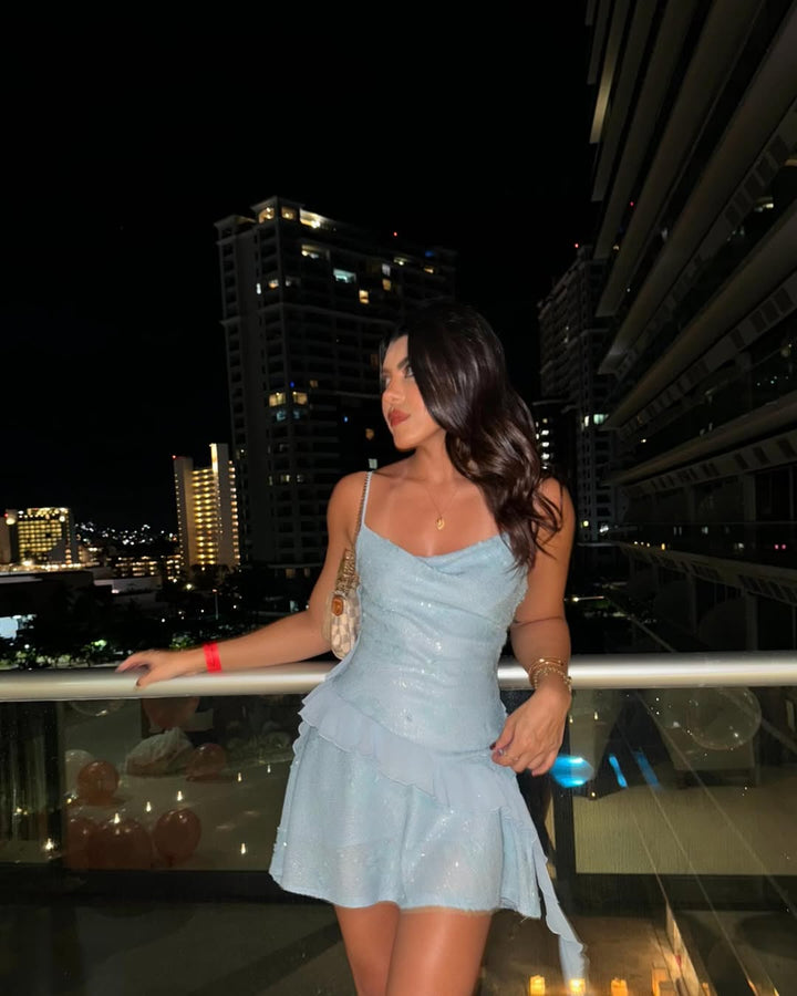 L&A | Serene Ruffled Sequined Mini Dress