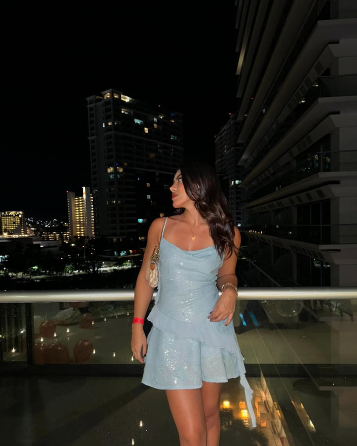 L&A | Serene Ruffled Sequined Mini Dress