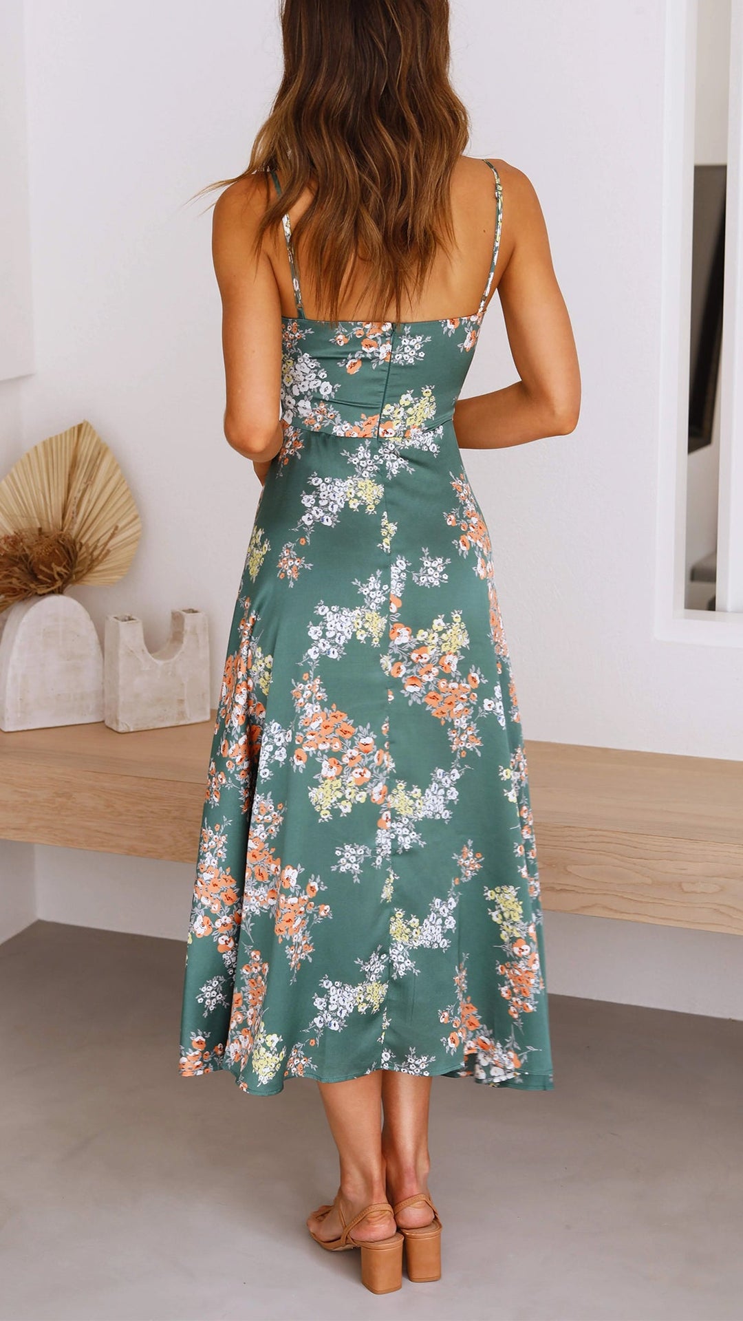 Ezara | Myla Satin Floral Split Midi Dress