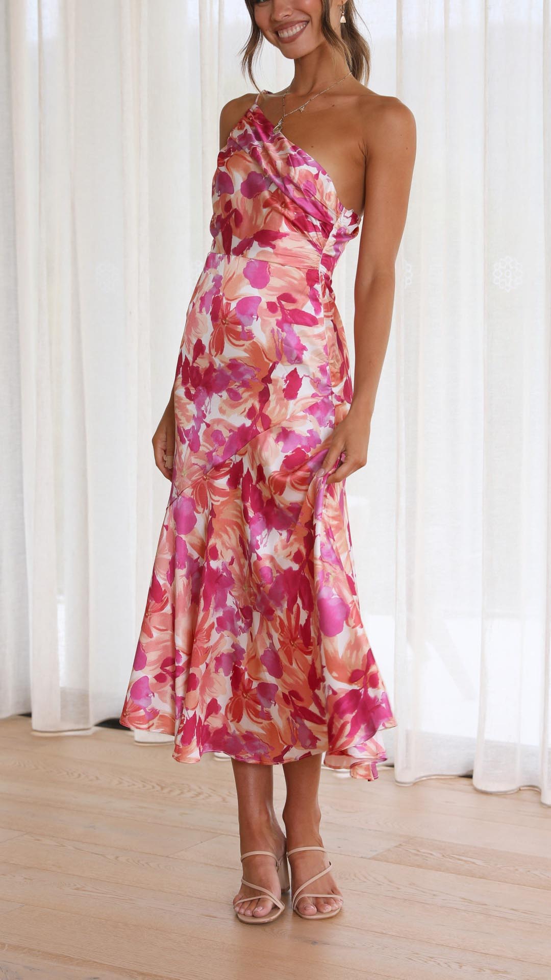 Ezara | Sophie Floral One Shoulder Midi Dress