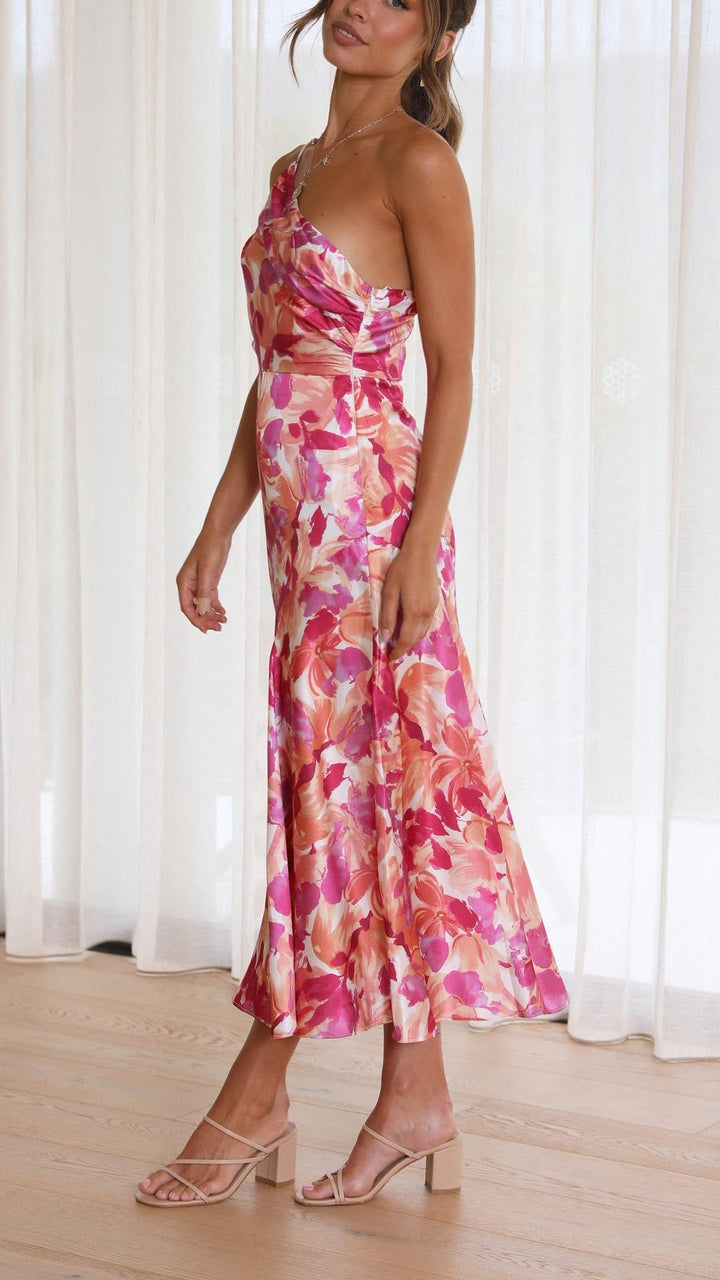 Ezara | Sophie Floral One Shoulder Midi Dress