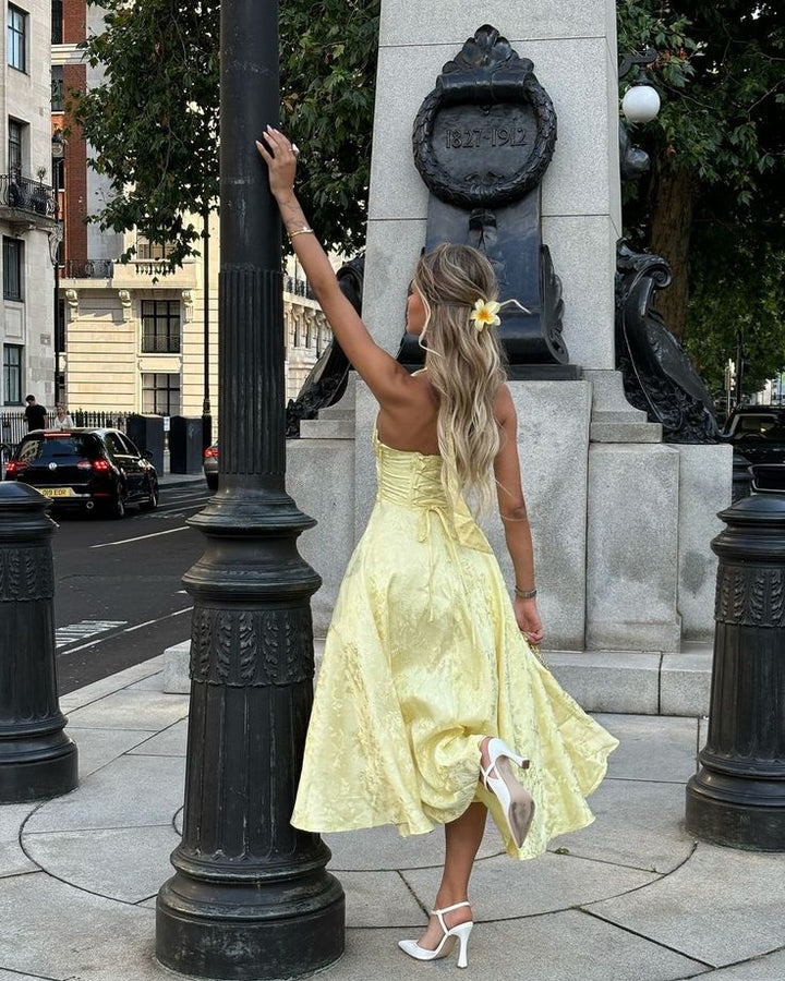 Ezara | Esmeralda Halter Sleeveless Midi Dress