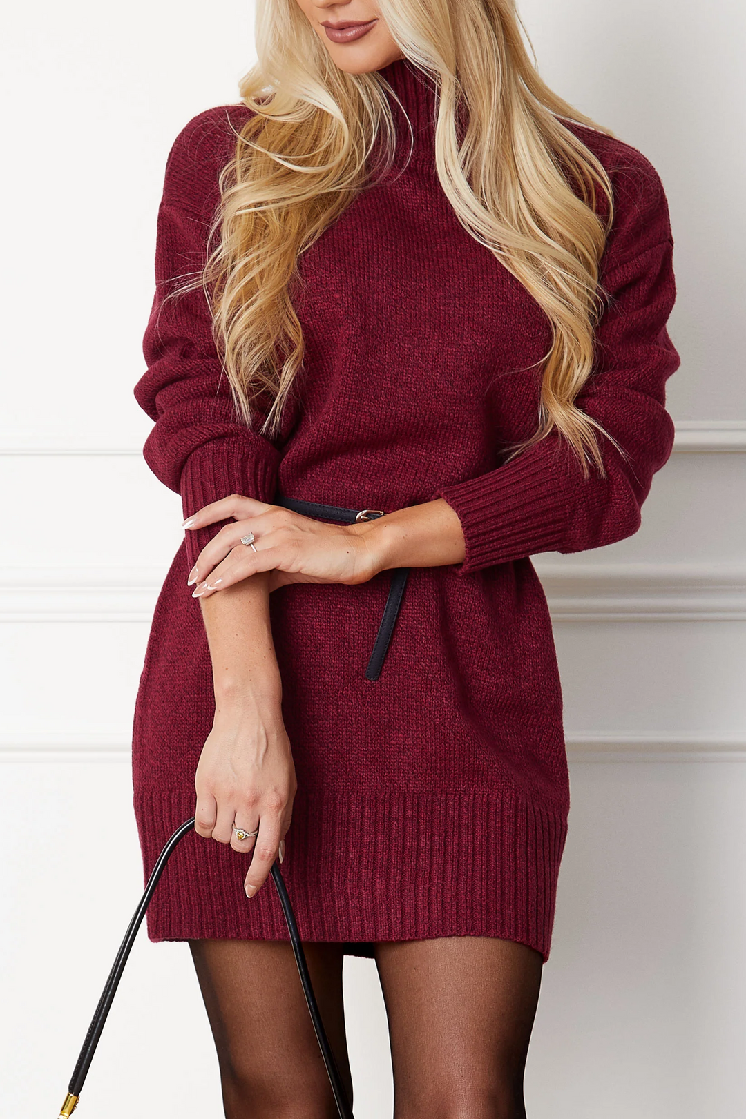 Ezara | Bone Cozy Turtleneck Sweater Dress