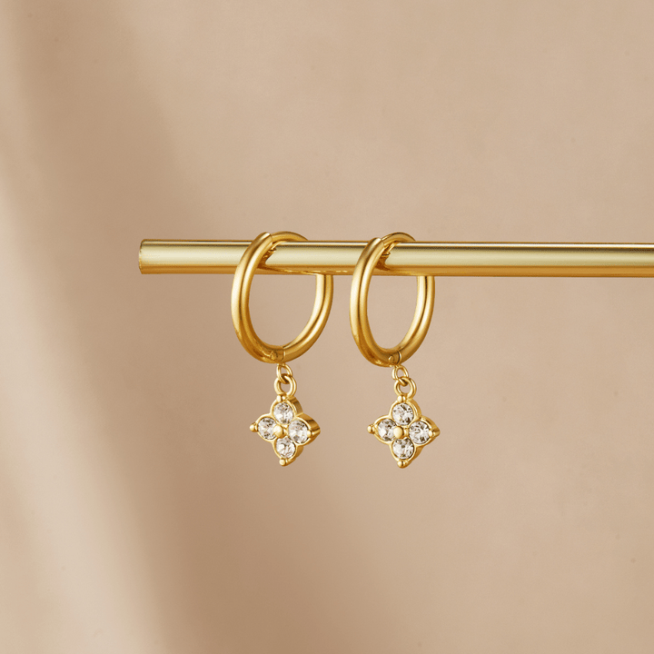 L&A | Fortuna Crystal Clover Drop Earrings