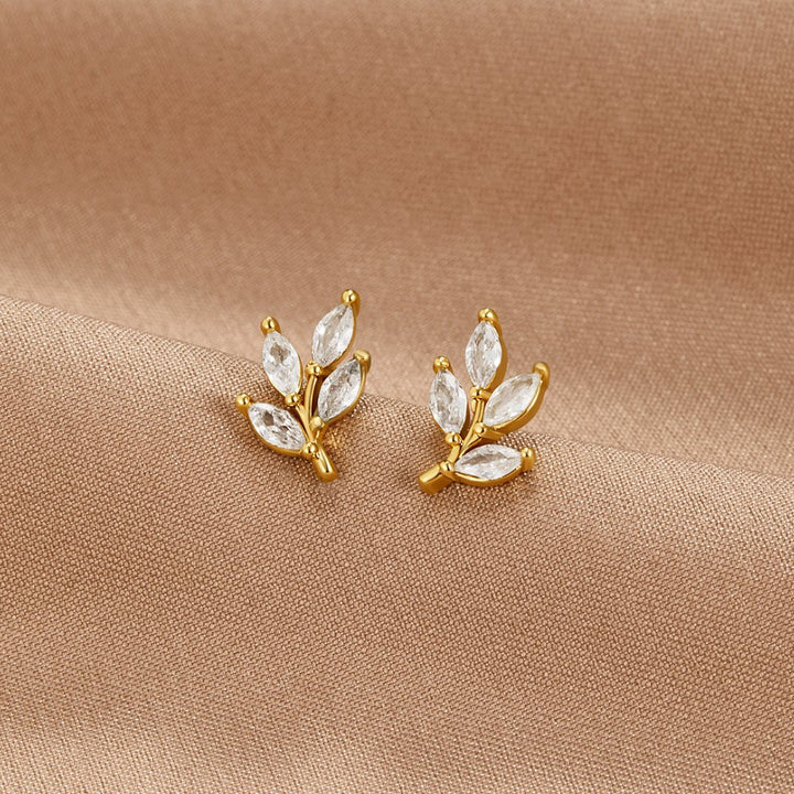 L&A | Sylva Crystal Leaf Stud Earrings