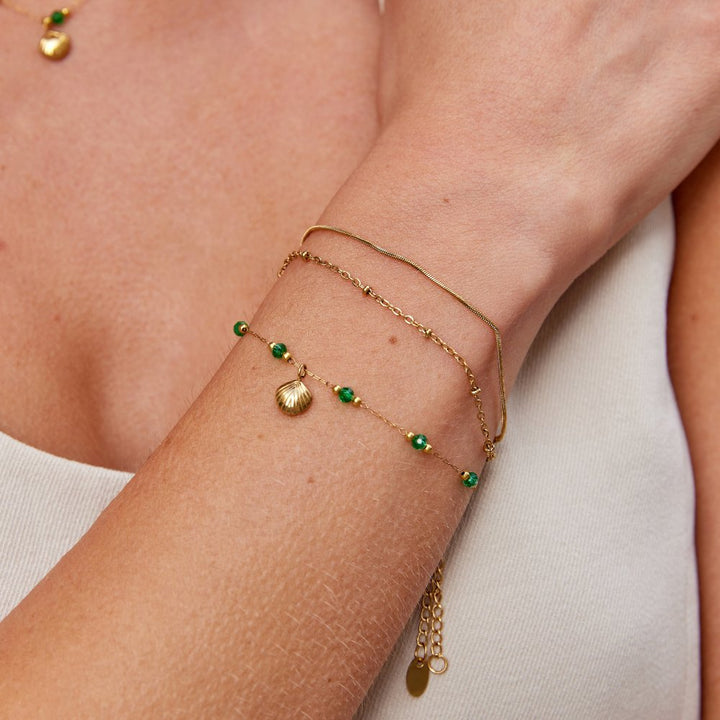 L&A | Maris Green & Gold Bead Bracelet