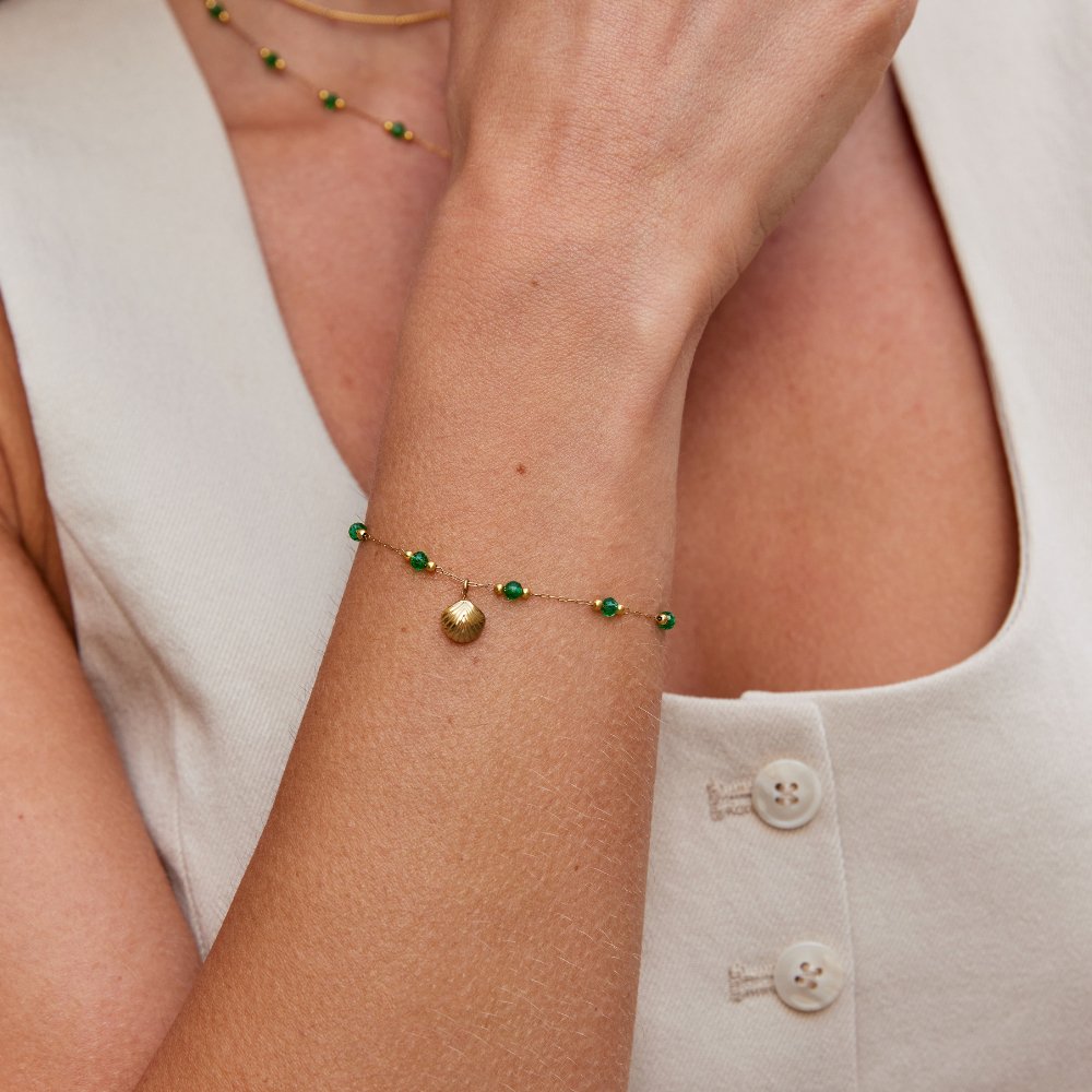 L&A | Maris Green & Gold Bead Bracelet