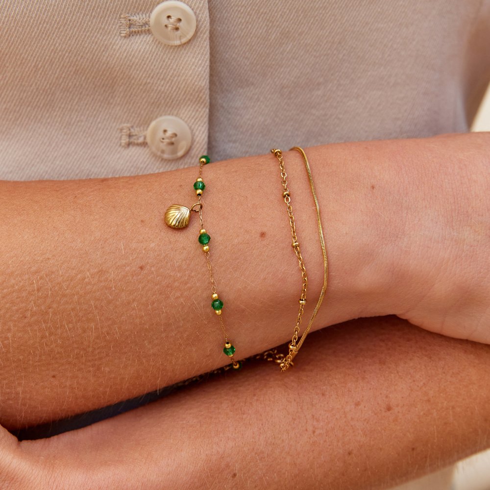 L&A | Maris Green & Gold Bead Bracelet