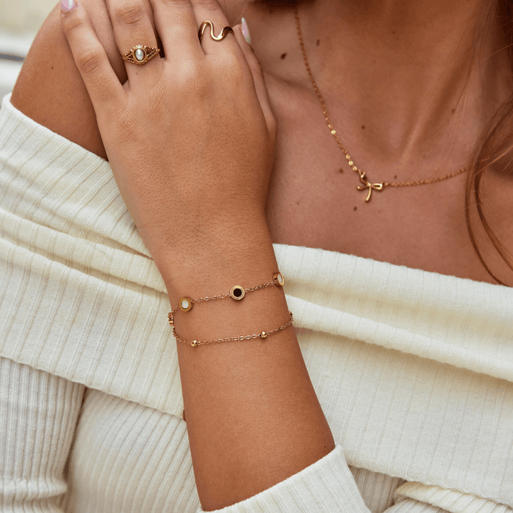 L&A | Selene Onyx & White Stone Bracelet