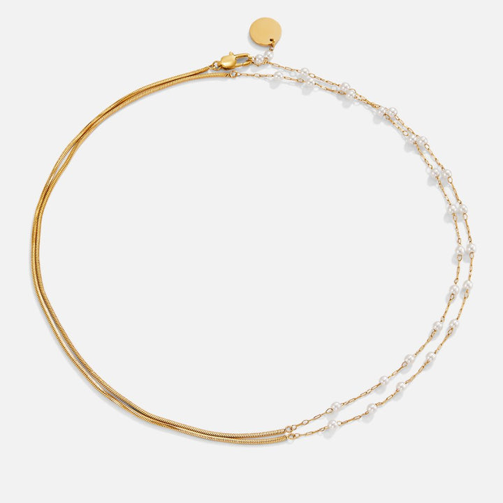 L&A | Eternal Pearl & Gold Long Chain Necklace
