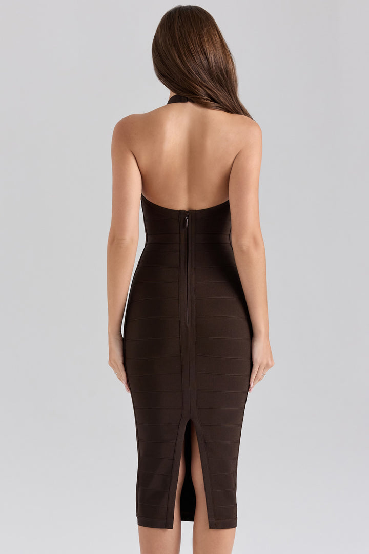 Ezara | Mocha Halter Midi Bandage Dress